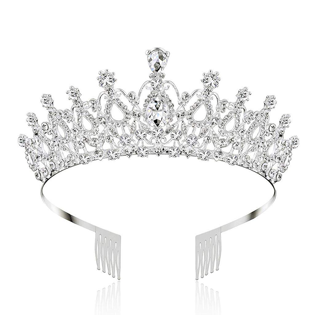 PALAY Unisex Crystal Tiara Crown with Rhinestones Comb PALAY Unisex Crystal Tiara Crown with Rhinestones Comb